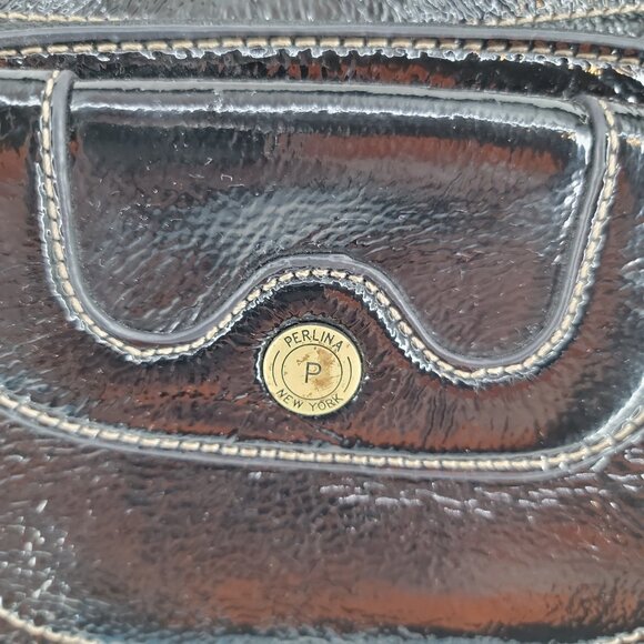 ✨ Perlina New York Black Patent Leather Shoulder Bag – Chic & Functional ✨ - Picture 5 of 14